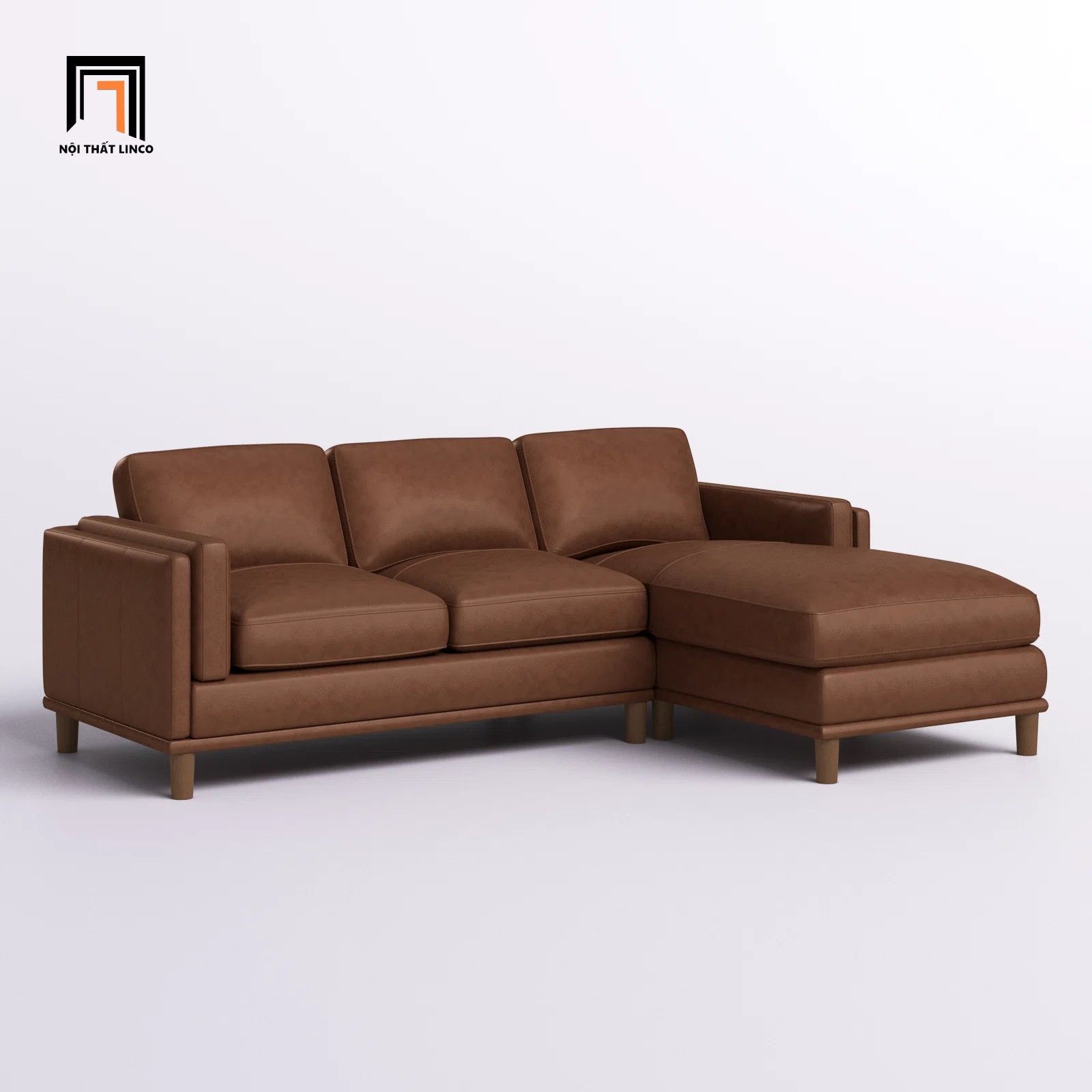 Ghế sofa góc L da giả màu nâu GT216 Kassy 2m4 x 1m6 giá rẻ