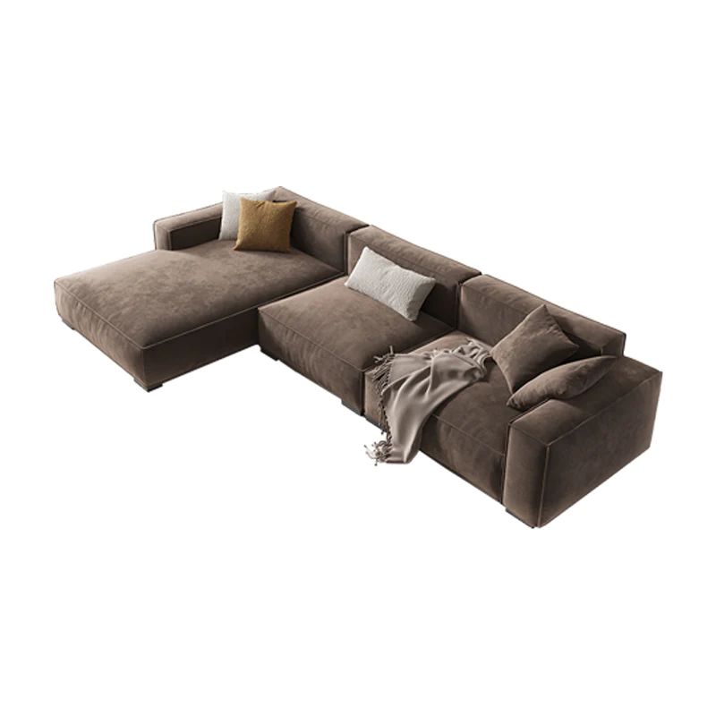 Bộ ghế sofa góc chữ L vải nỉ GT158 Plainview màu nâu cafe