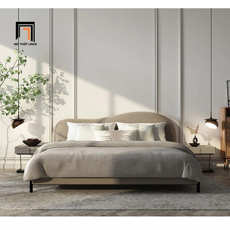 Giường ngủ xinh xắn 1m6 x 2m GN52 Jalyn vải nhung nỉ