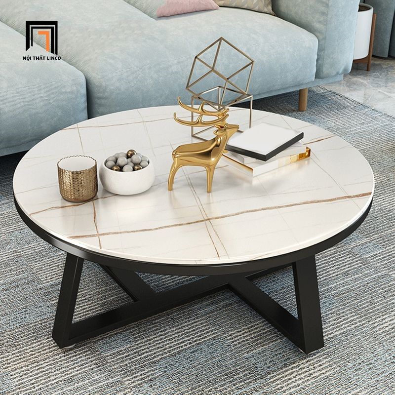 Bàn trà sofa hình tròn BSF9 Hamis đường kính 70cm đá nhân tạo