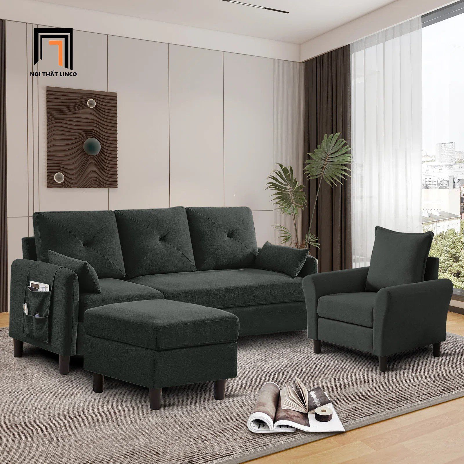 Bộ ghế sofa gia đình vải nỉ KT126 Penelopa giá rẻ xinh xắn