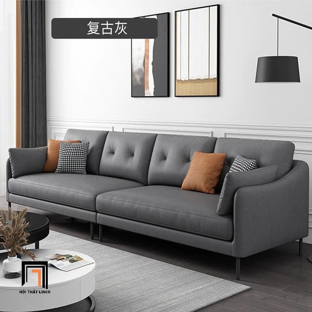 Bộ ghế sofa phòng khách KT113 Nordice phối màu da giả xám
