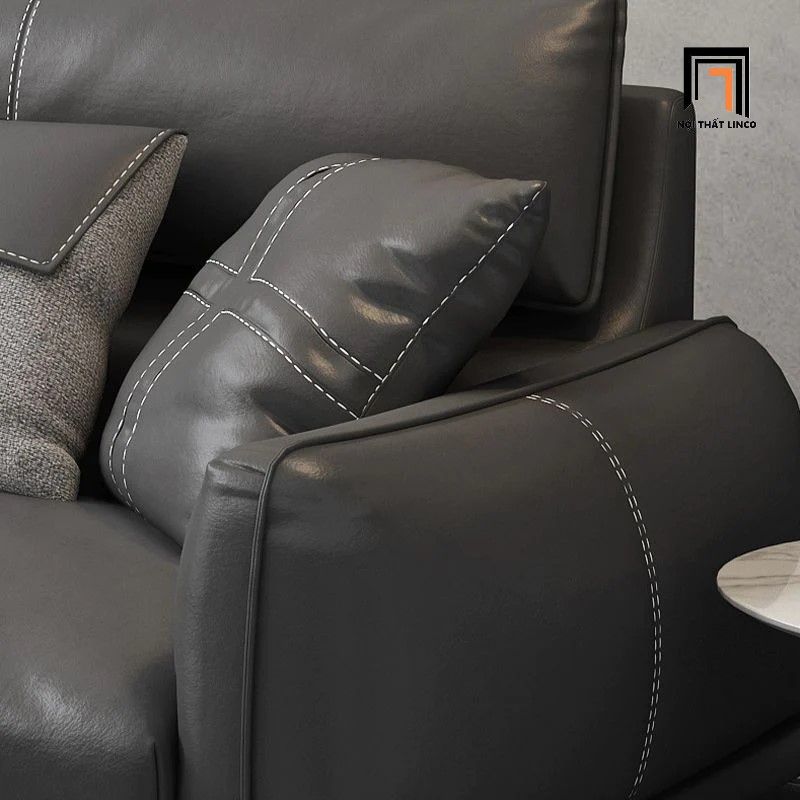 Bộ ghế sofa phòng khách hiện đại KT69 Flamy da giả đen