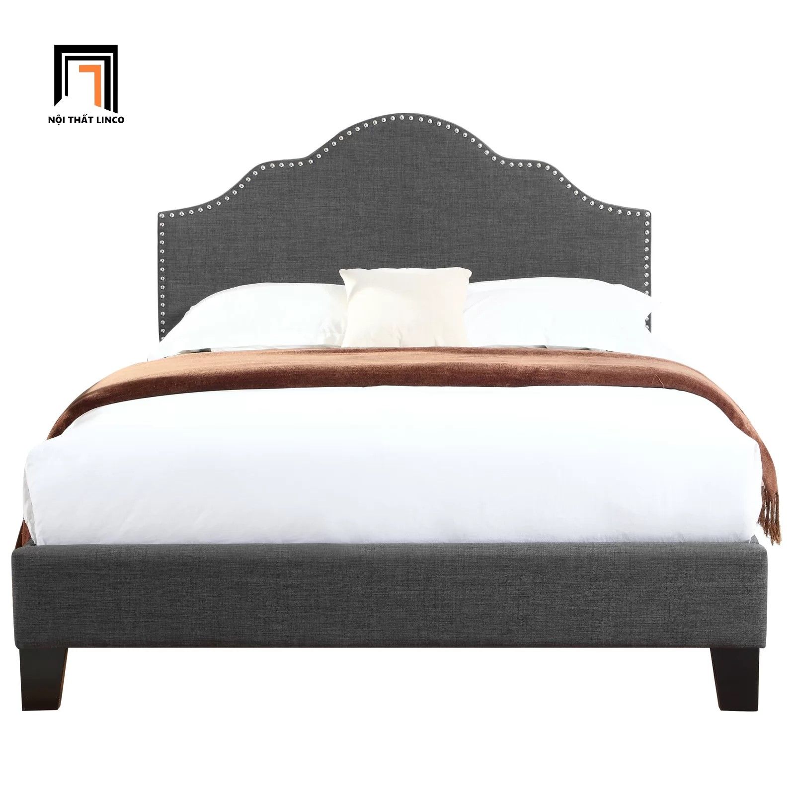 Giường ngủ phong cách Âu Mỹ GN22 Adel màu xám đậm