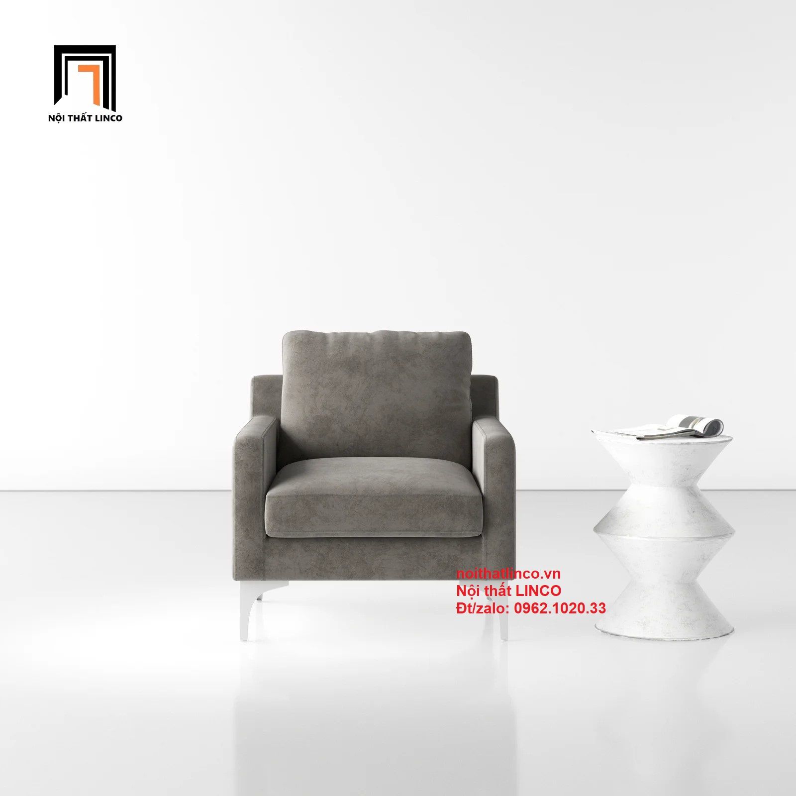 Ghế sofa đơn 1 người ngồi DT6 Jones nhỏ gọn vải nhung