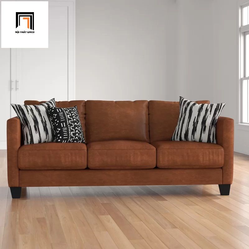 Ghế sofa băng cao cấp BT7 da công nghiệp màu nâu đậm