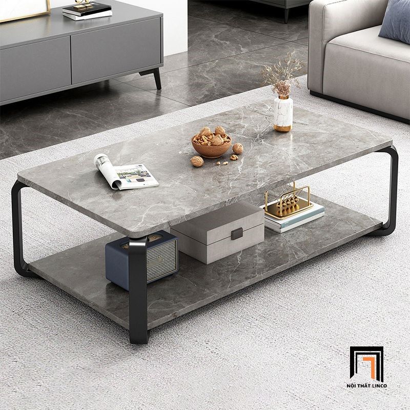 Bàn sofa mặt đá 2 tầng BSF25 Basel 1m x 50 kiểu dáng hiện đại