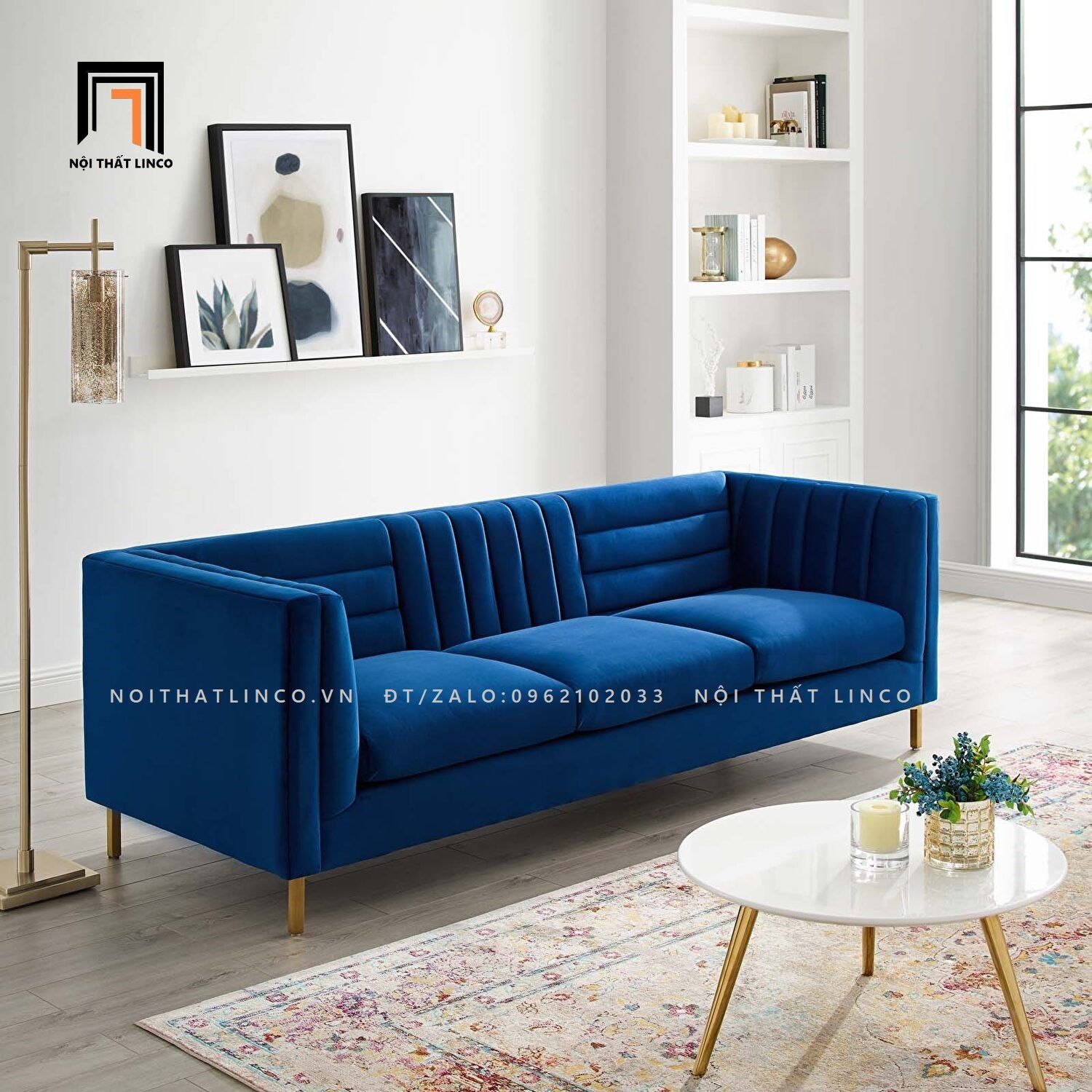 Ghế sofa băng cho shop tiệm 2m2 BT104 Ingen vải nhung nỉ