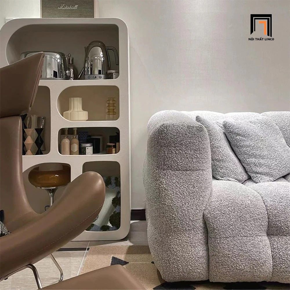 Ghế sofa đơn nhỏ vải lông cừu DT45 Toum cho tiệm shop
