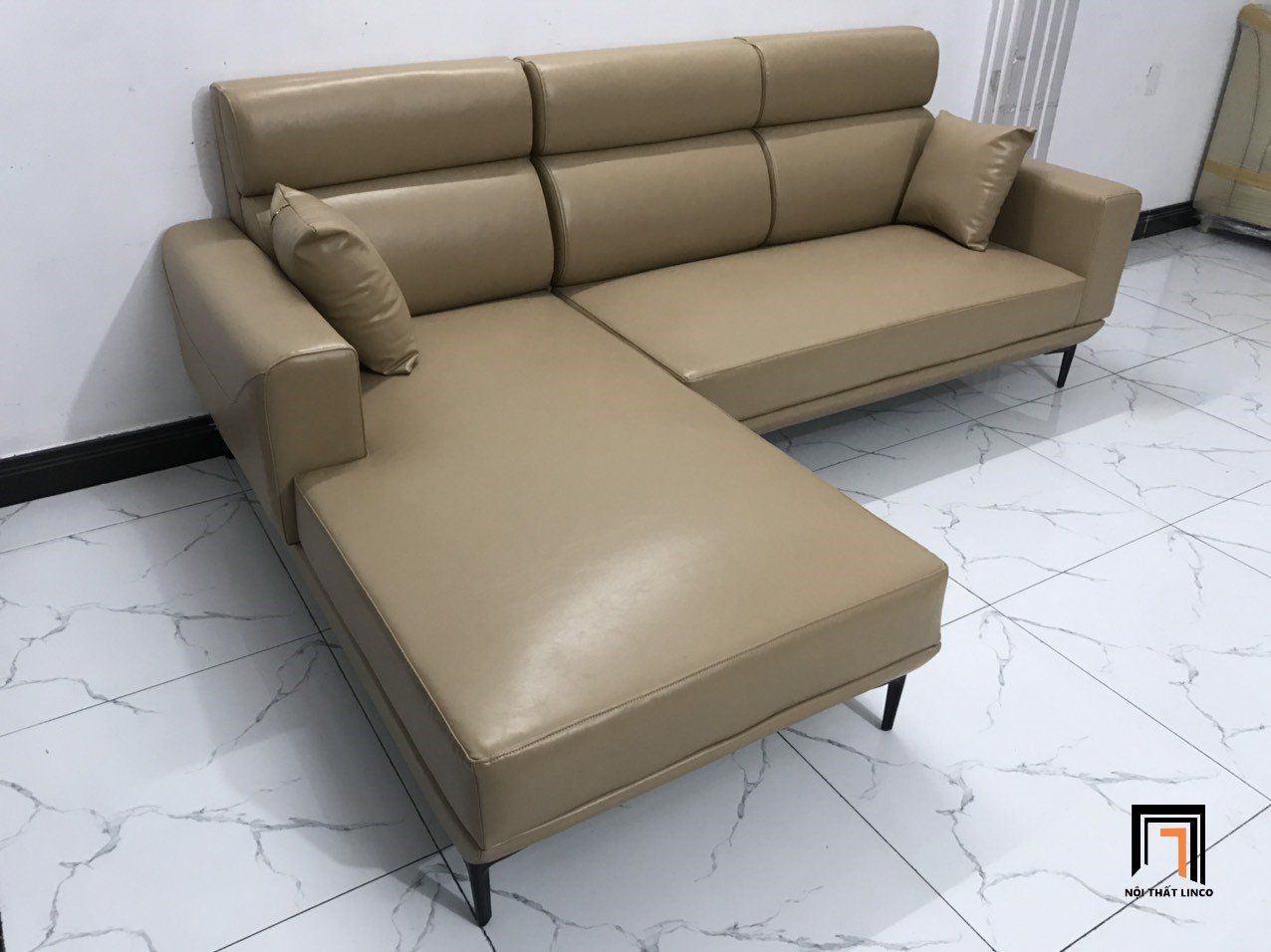 Bộ ghế sofa góc phòng khách GT230 Gangi 2m4 x 1m6 màu sữa