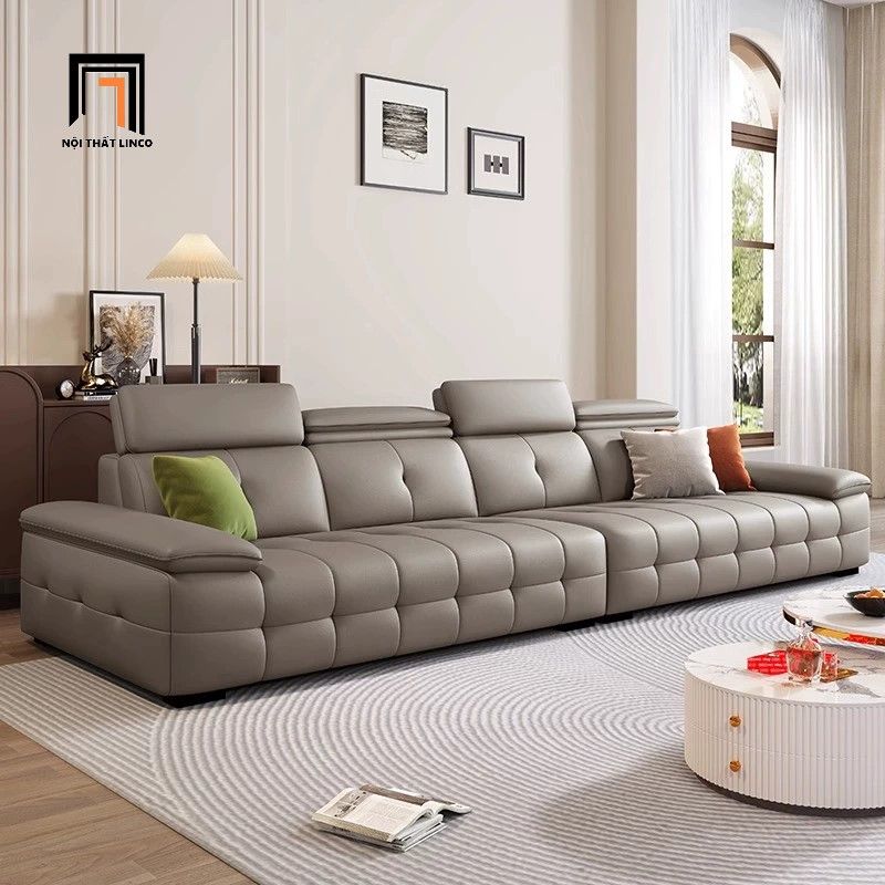 Sofa góc chữ L GT261 Palo 3m x 1m6 da công nghiệp xám trắng