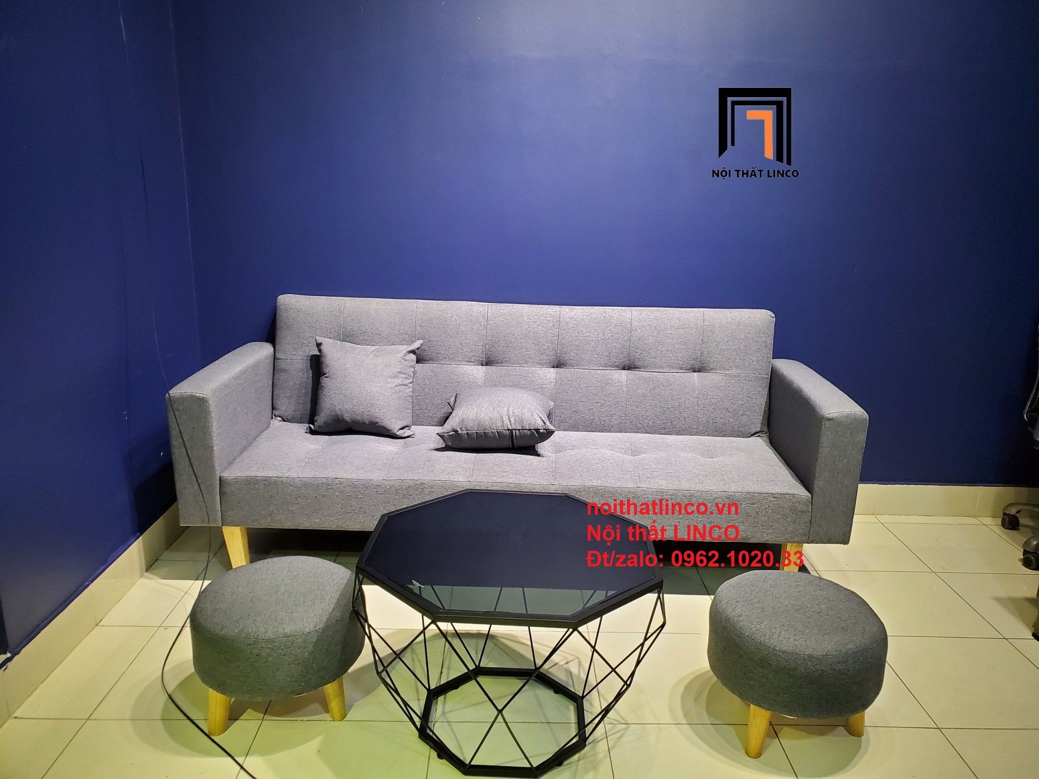 Bộ sofa băng dài 2m đa năng xám ghi trắng giá rẻ cho gia đình nhỏ
