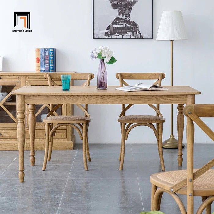 Bàn ghế phòng bếp 6 chỗ ngồi 27-KH6-G57-B109 kiểu dáng Âu Mỹ