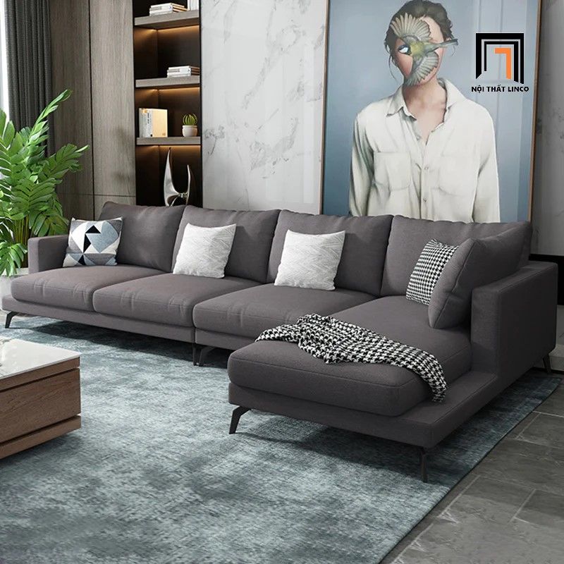 Ghế sofa góc L 3m x 1m6 GT188 Creusot màu xám lông chuột