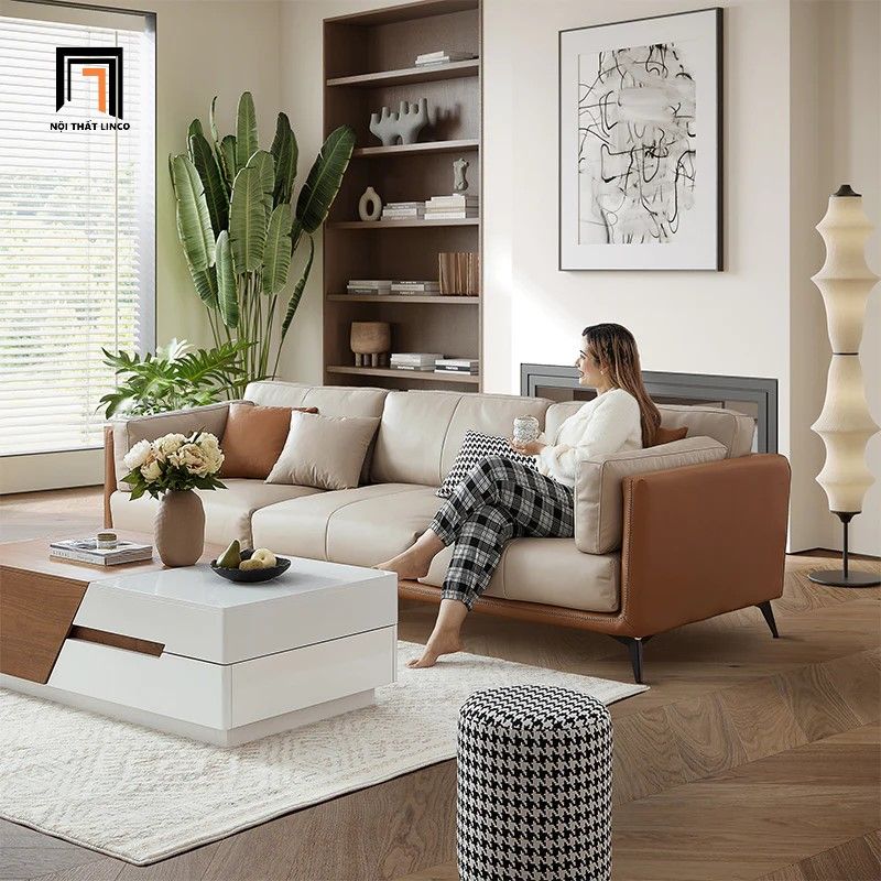 Ghế sofa băng dài 2m1 da giả BT247 Martisse phòng khách hiện đại