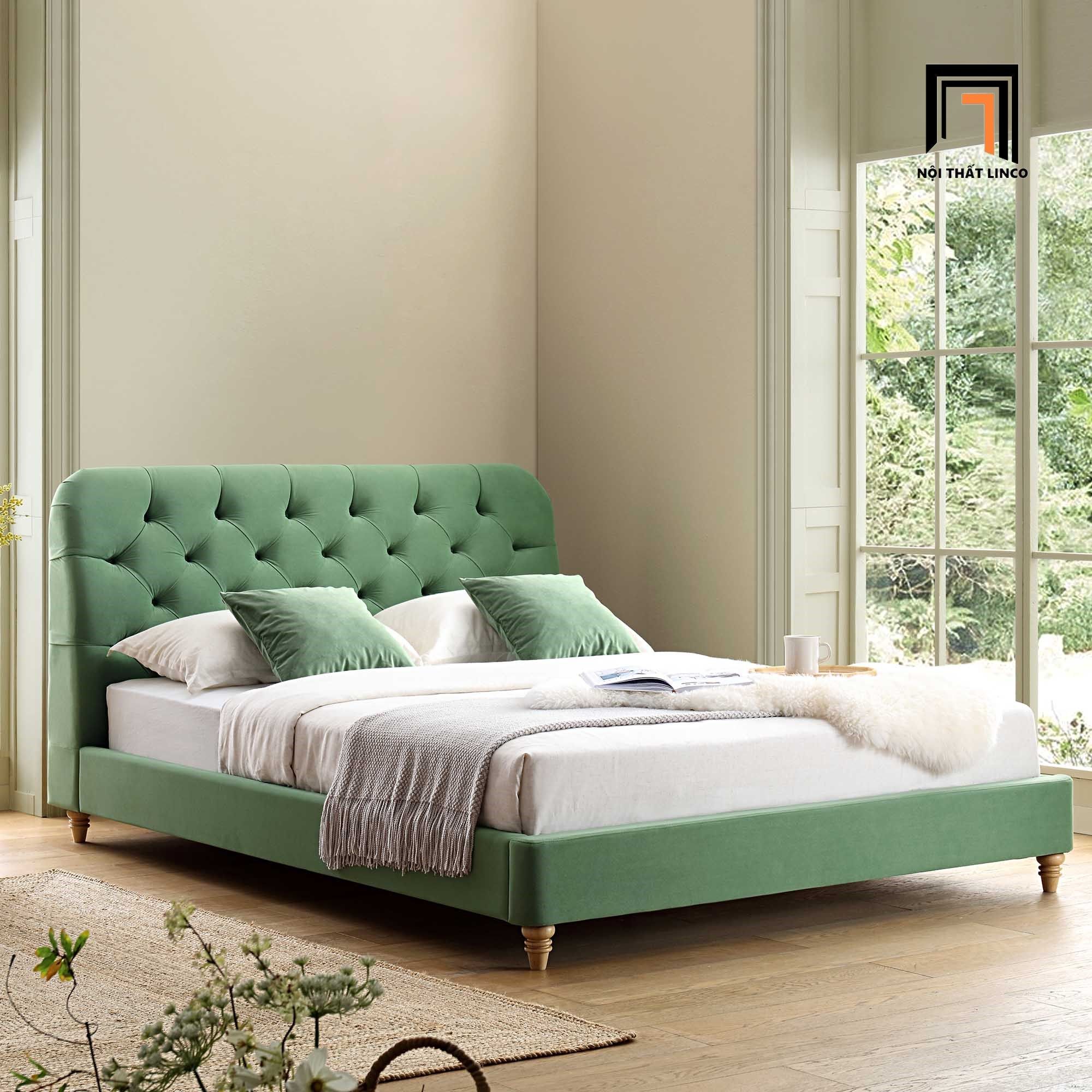 Giường ngủ nhỏ xinh cho gia đình GN66 Helia màu xanh lá