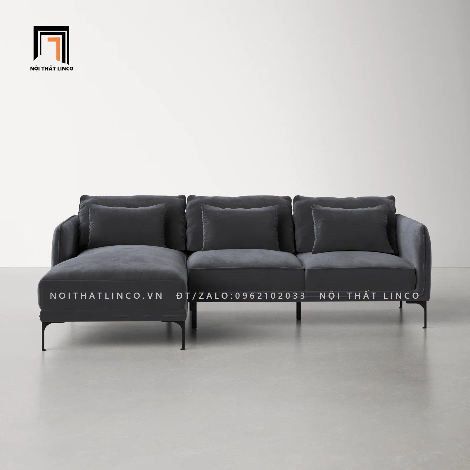 Ghế sofa góc L GT73 Orchad 2m2 x 1m6 vải nhung nỉ