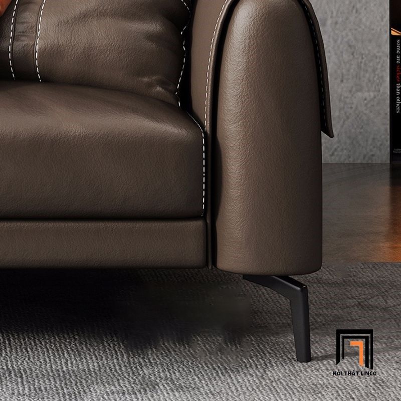 Bộ ghế sofa phòng khách hiện đại KT86 Sanluis da Pu nâu cafe