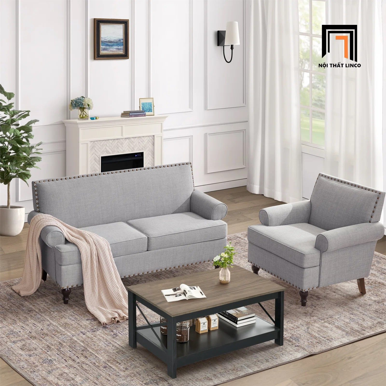 Bộ ghế sofa sang trọng KT124 Berkey kiểu dáng Âu Mỹ