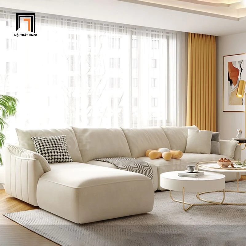Bộ ghế sofa góc L sang trọng GT144 Bowee 2m9 x 1m6 vải cotton mềm