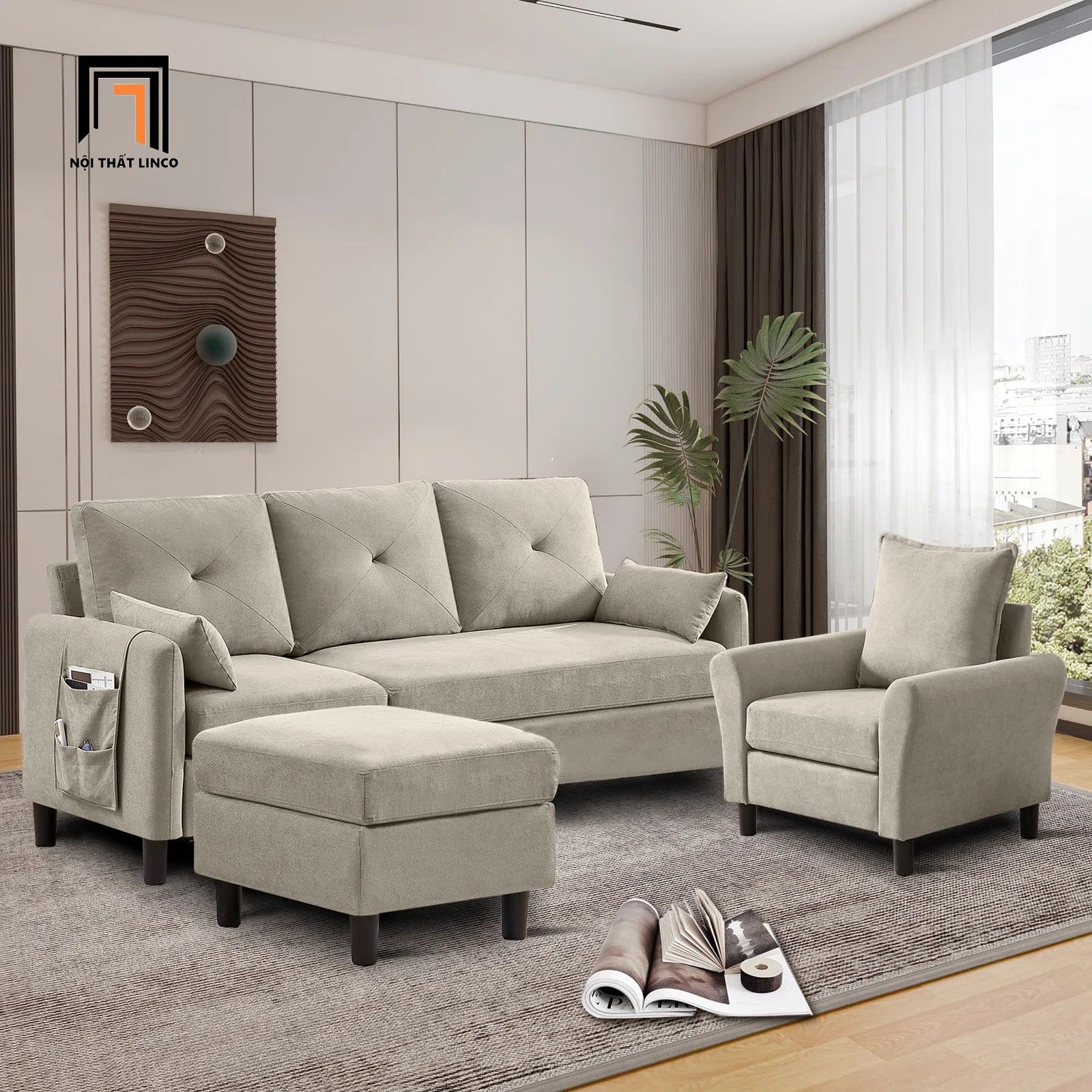 Bộ ghế sofa gia đình vải nỉ KT126 Penelopa giá rẻ xinh xắn