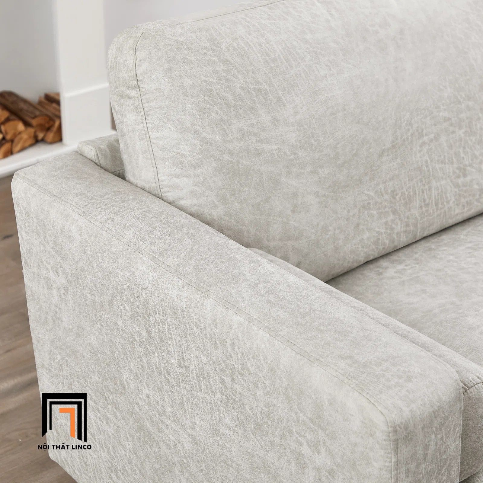 Ghế sofa băng da giả xám trắng BT237 Bunow 1m9 cho chung cư