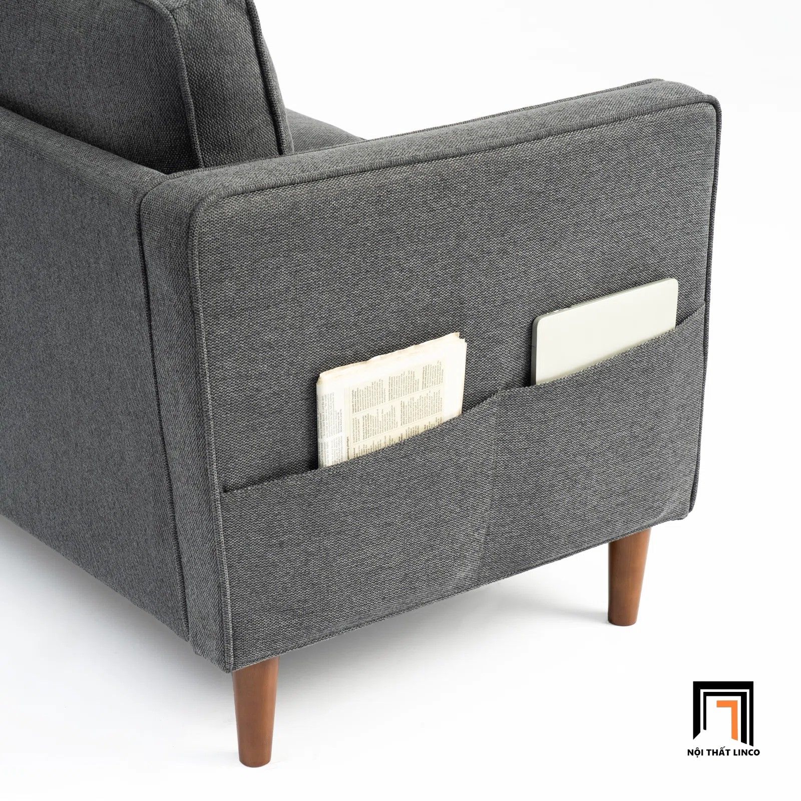 Ghế sofa băng 3 nệm ngồi BT201 Hana dài 2m xám lông chuột