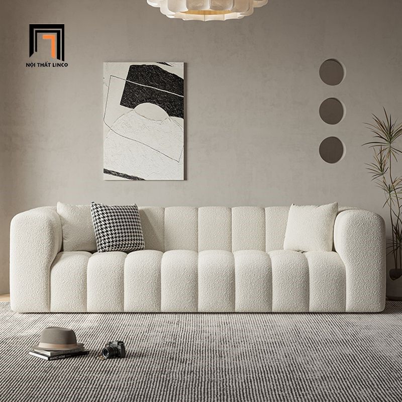 Ghế sofa văng dài 2m BT267 Kaisei vải lông cừu đẹp cho shop tiệm