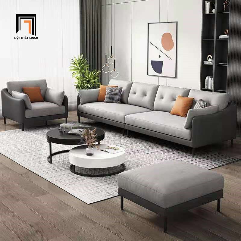 Bộ ghế sofa phòng khách KT113 Nordice phối màu da giả xám