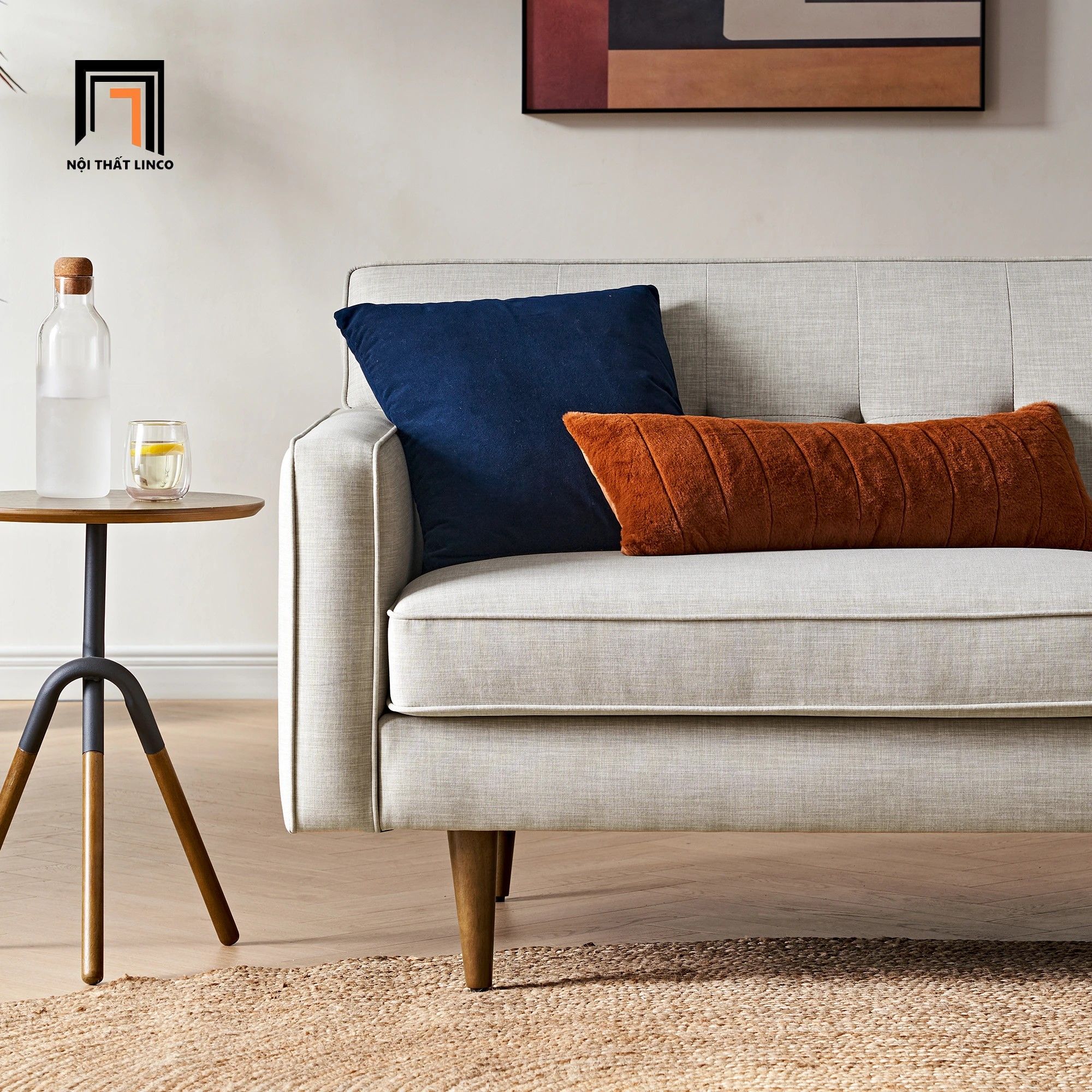 Ghế sofa băng màu xám trắng BT325 Elias dài 2m sang trọng
