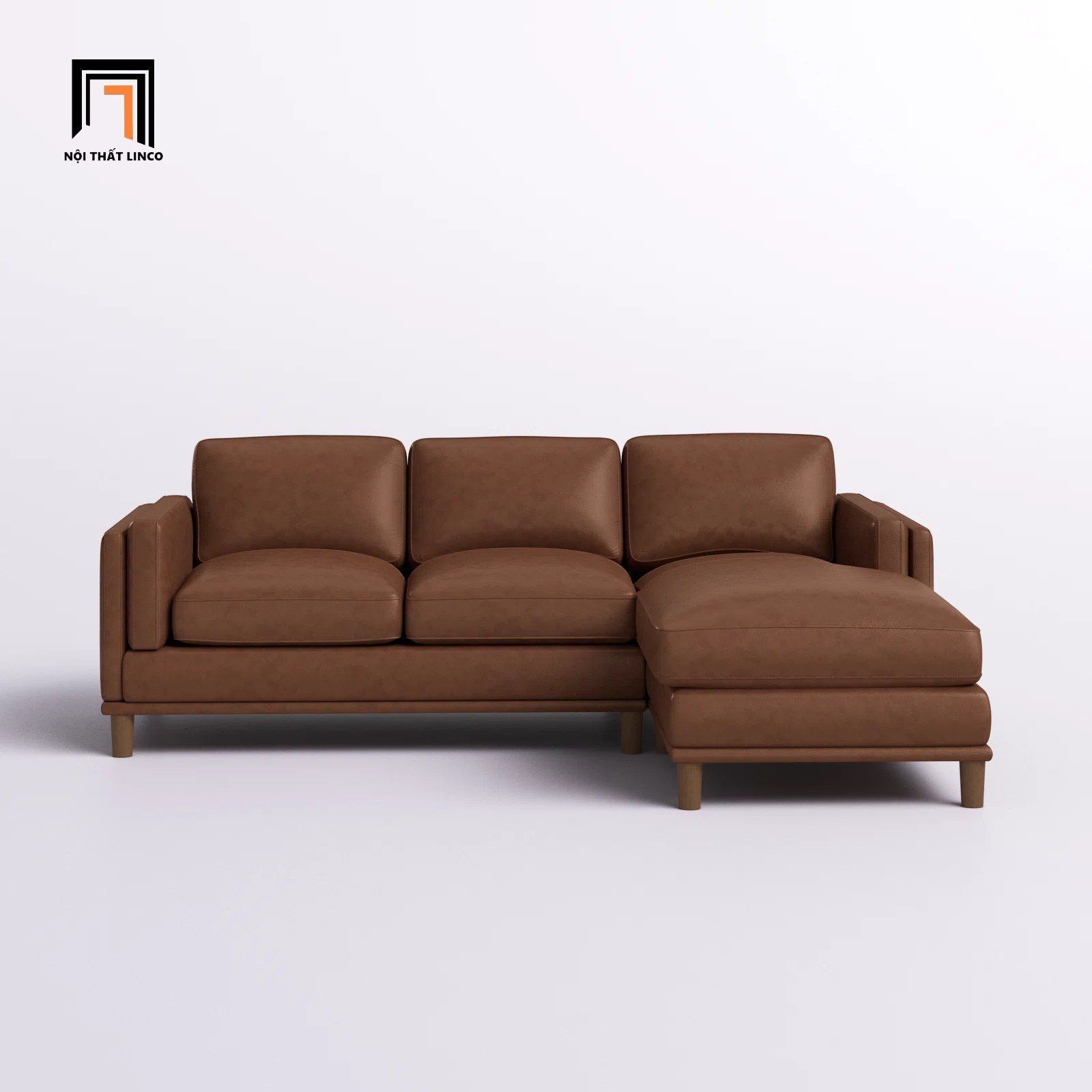 Ghế sofa góc L da giả màu nâu GT216 Kassy 2m4 x 1m6 giá rẻ