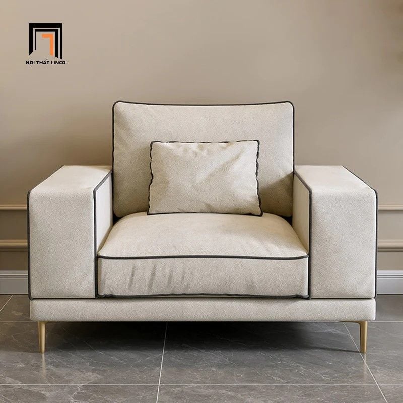 Bộ ghế sofa gia đình xám trắng KT78 Dakota vải nỉ bố