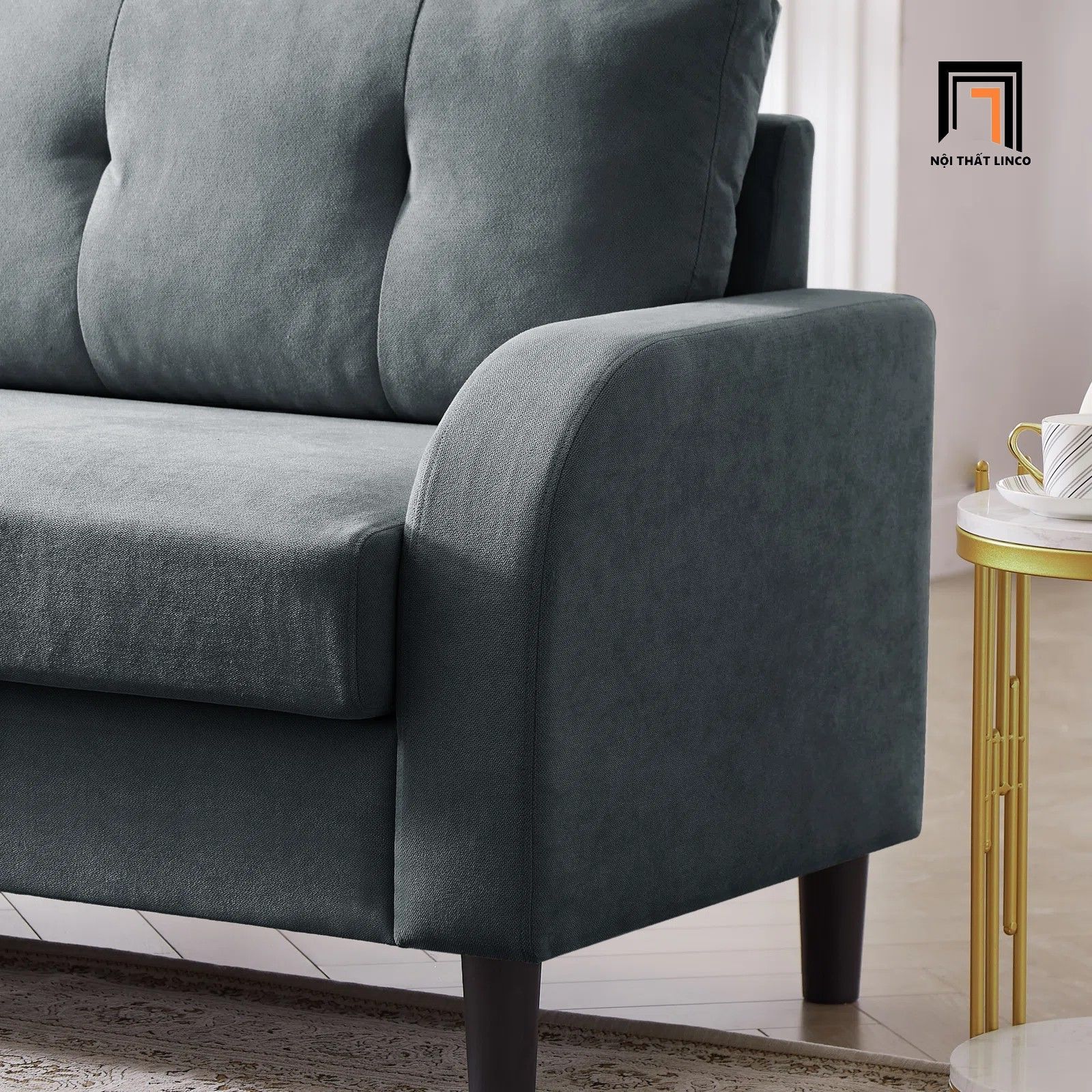 Ghế sofa băng màu xám đen BT202 Keyana dài 1m5 cho phòng nhỏ