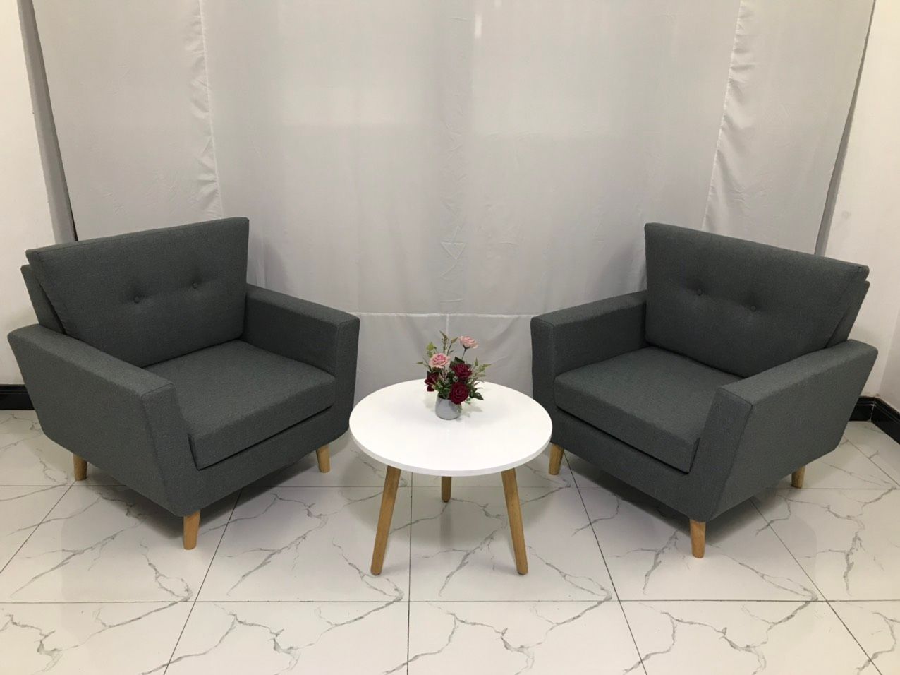 Ghế sofa đơn xinh xắn NS03 màu xám lông chuột giá rẻ