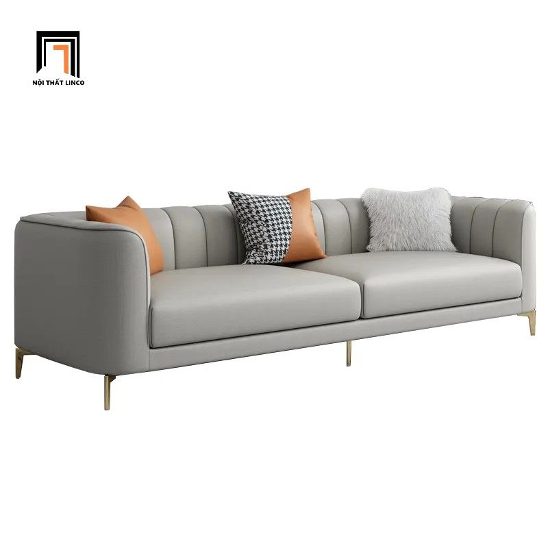 Bộ ghế sofa phòng khách bọc da KT52 Charm màu xám