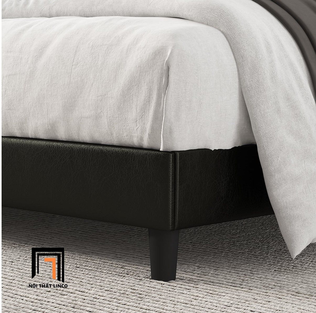 Giường ngủ 1m6 x 2m bọc da công nghiệp GN13 Amolife màu đen