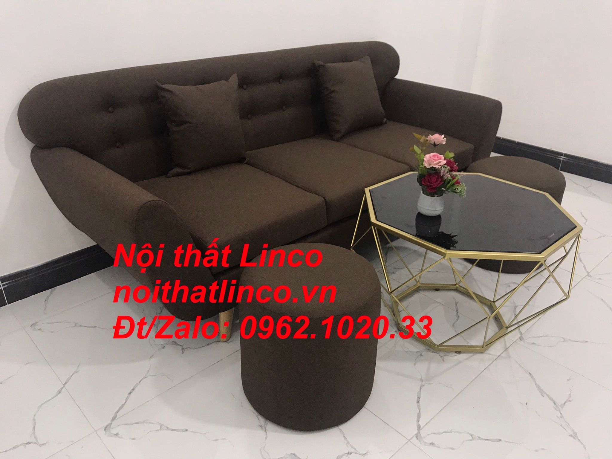 Bộ bàn ghế sofa băng giá rẻ | Sofa màu nâu cafe | Nội thất Linco Tphcm