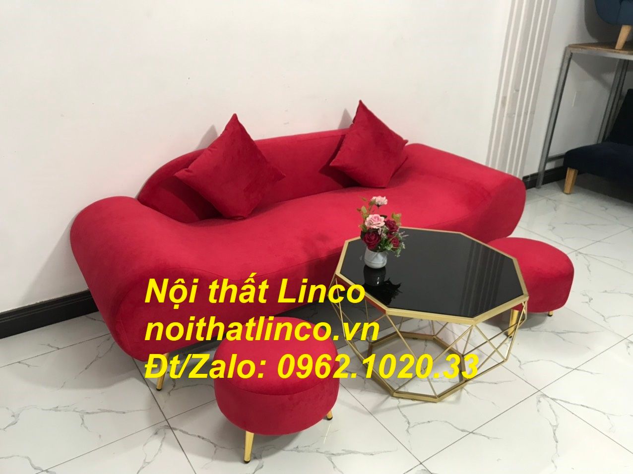 Bộ ghế sofa salon văng băng thuyền đỏ đô đẹp rẻ Nội thất Linco Sài Gòn