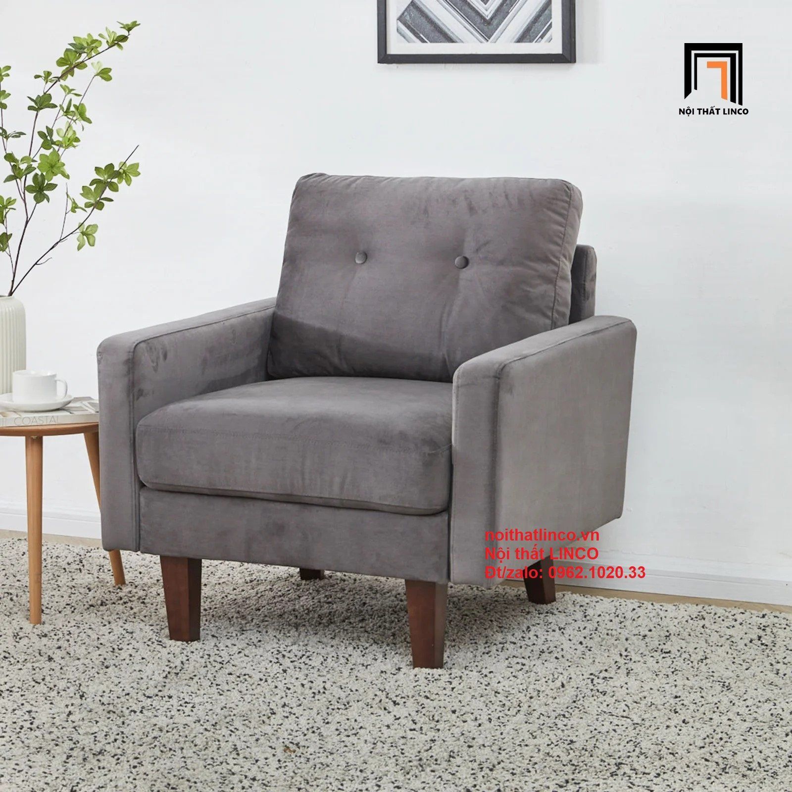 Ghế sofa đơn mini DT8 Brook vải nhung hiện đại giá rẻ