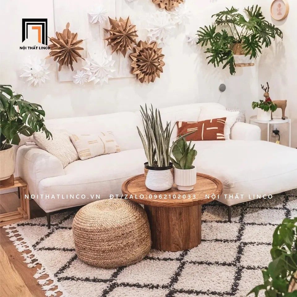 Ghế sofa góc L GT51 Beno cho phòng khách màu trắng kem