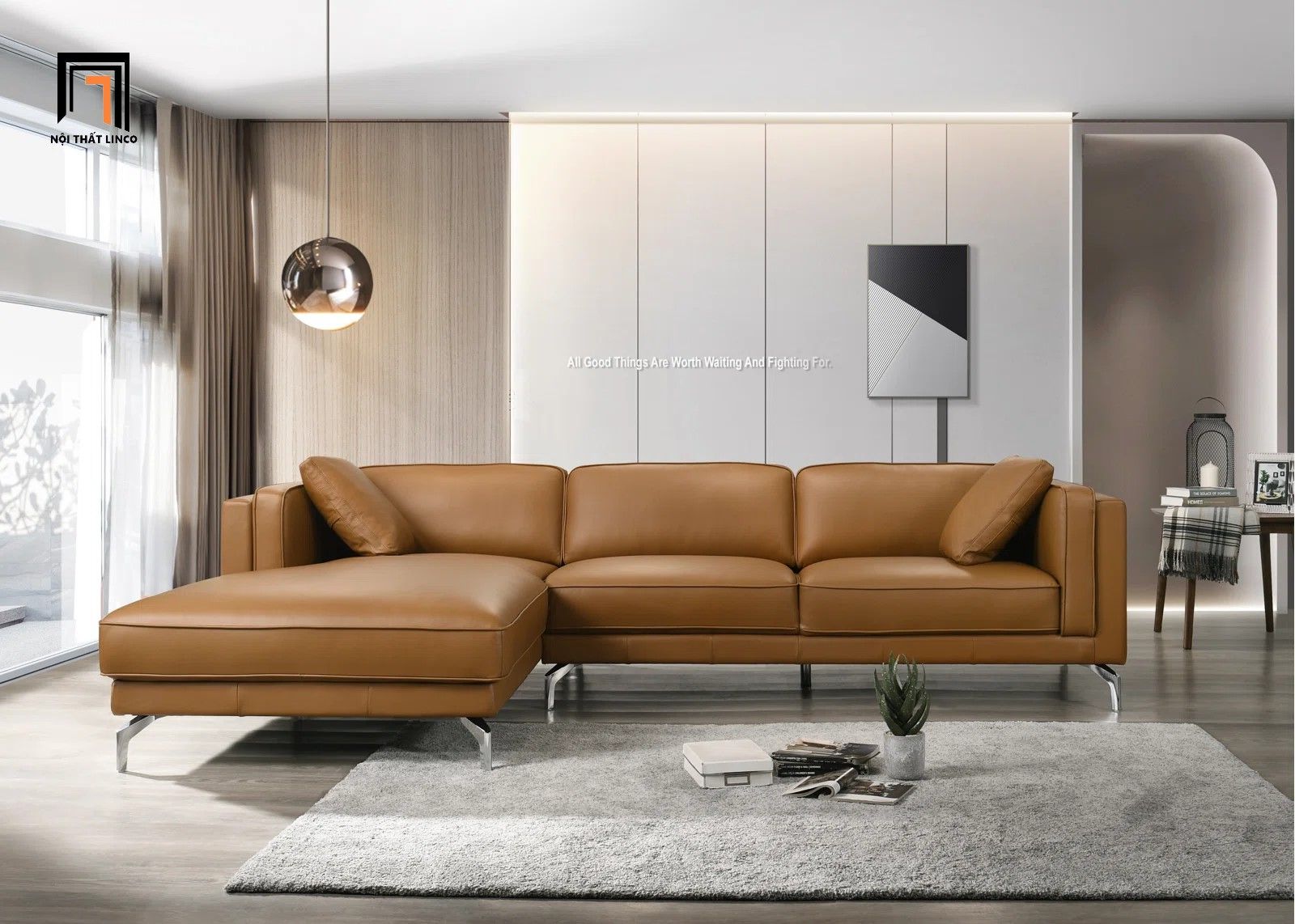 Ghế sofa góc chữ L GT103 2m4 x 1m6 da Pu cho phòng khách