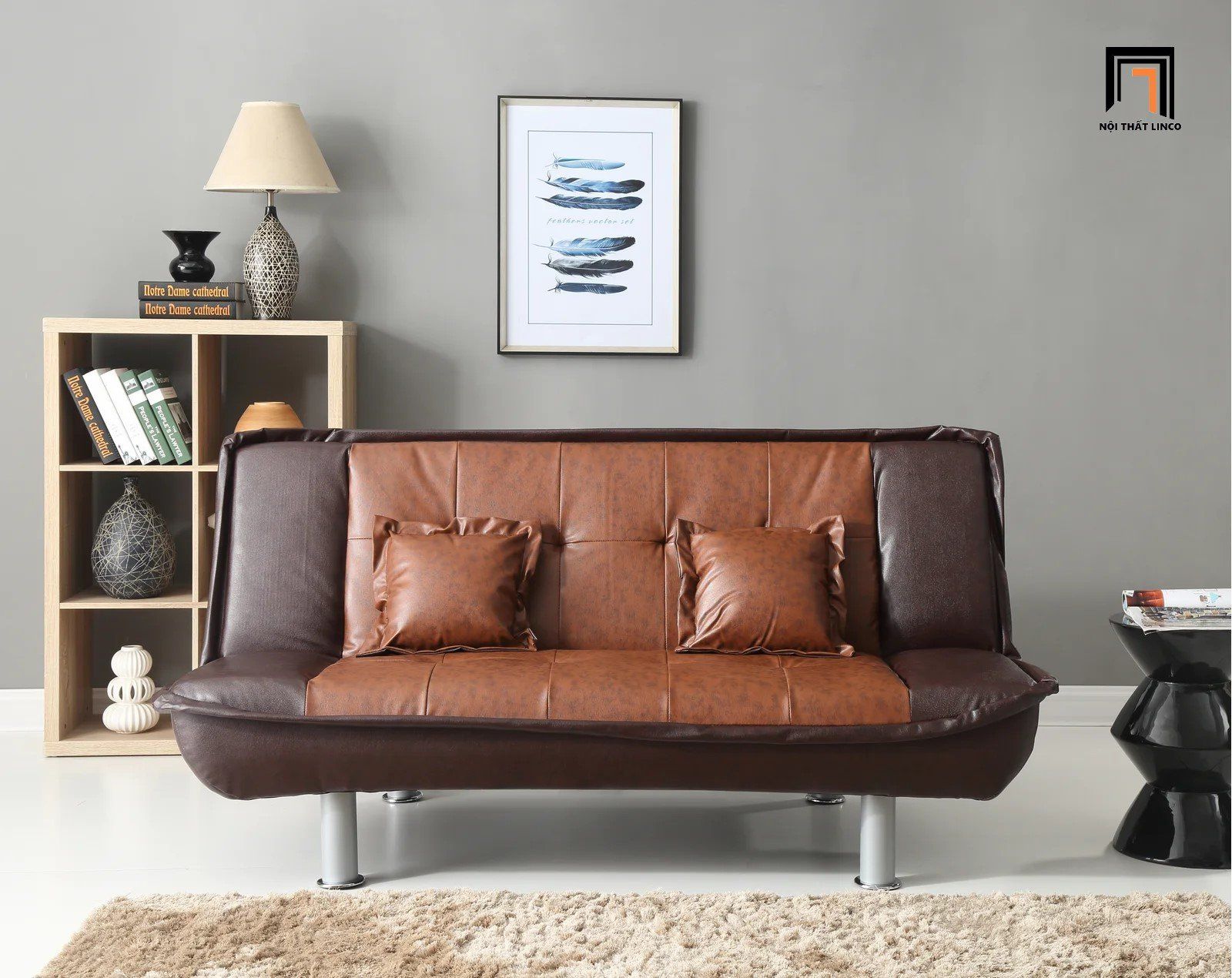 Sofa giường gấp gọn GB99 Astral 1m7 nhỏ gọn da công nghiệp
