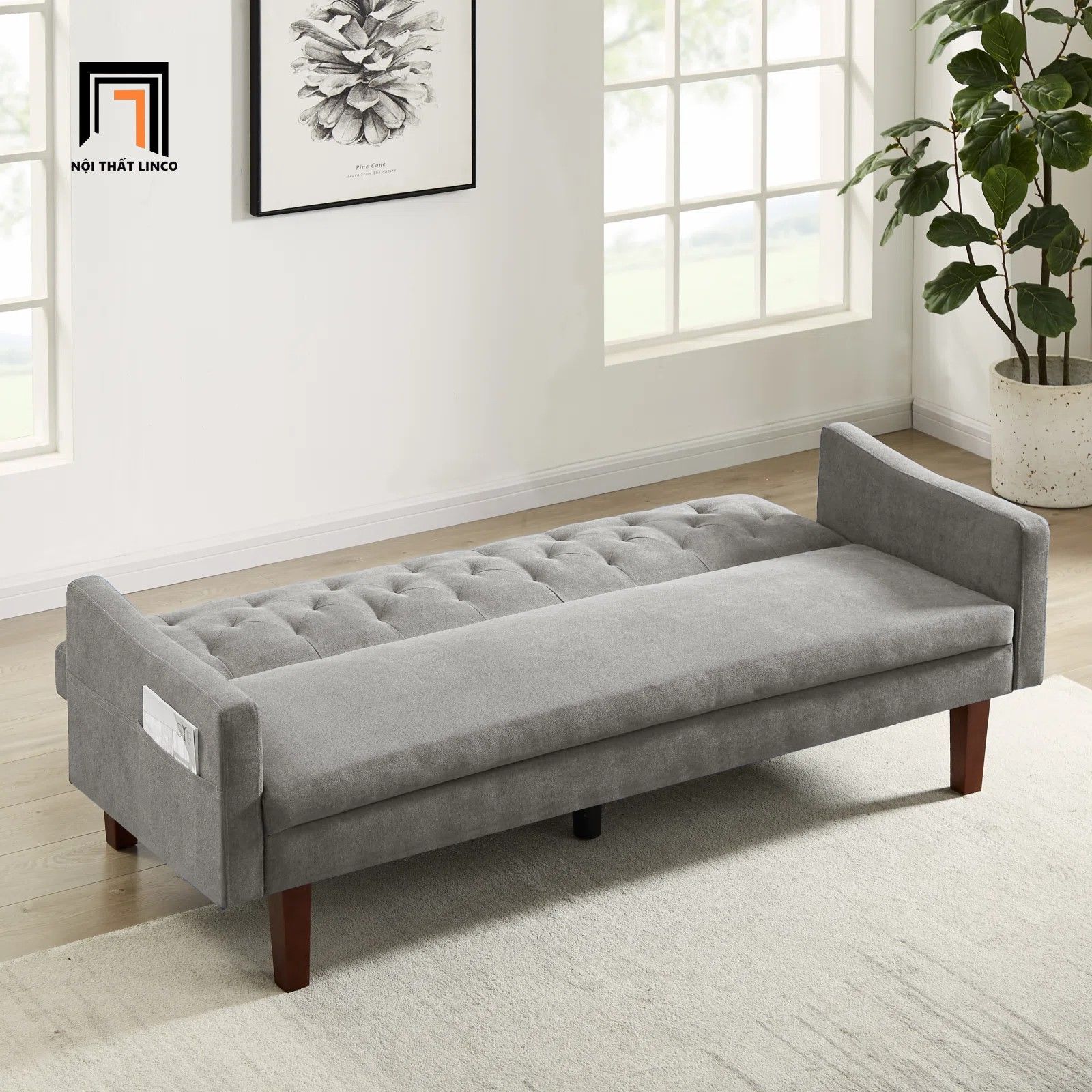 Ghế sofa băng giường nằm GB30 Malack vải nỉ dài 2m