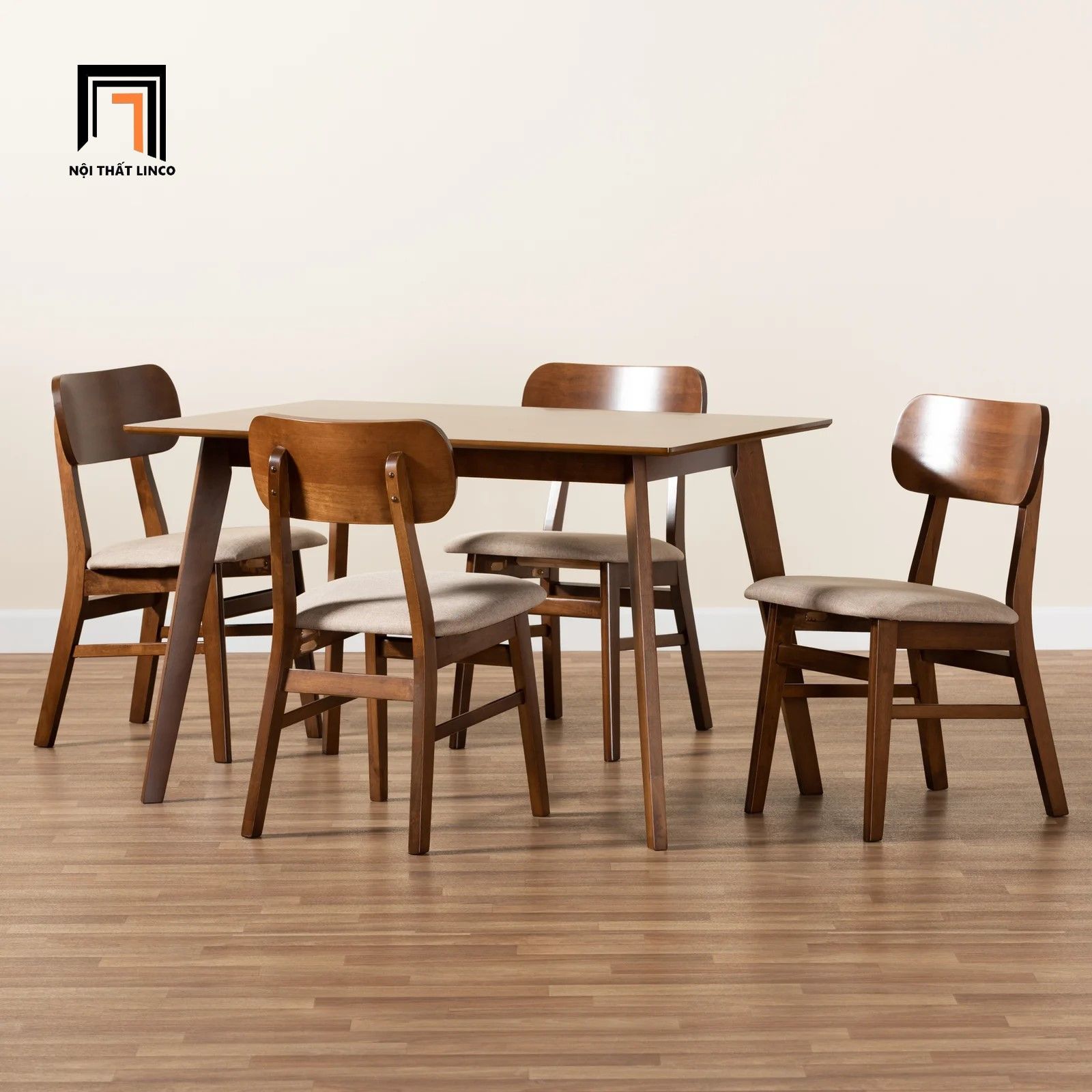 Bàn ăn dài 1m2 4 người 45-KH4-G17-B107 mặt ngồi bọc đệm