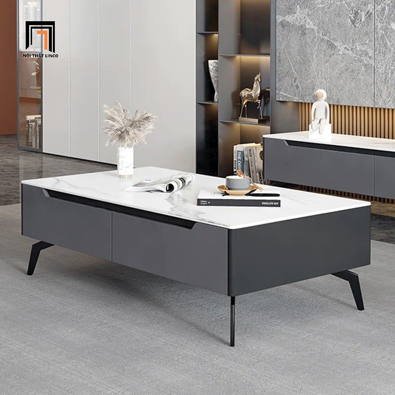 Bàn sofa hình chữ nhật 1m x 50 BSF36 Camel mặt đá có hộc kéo
