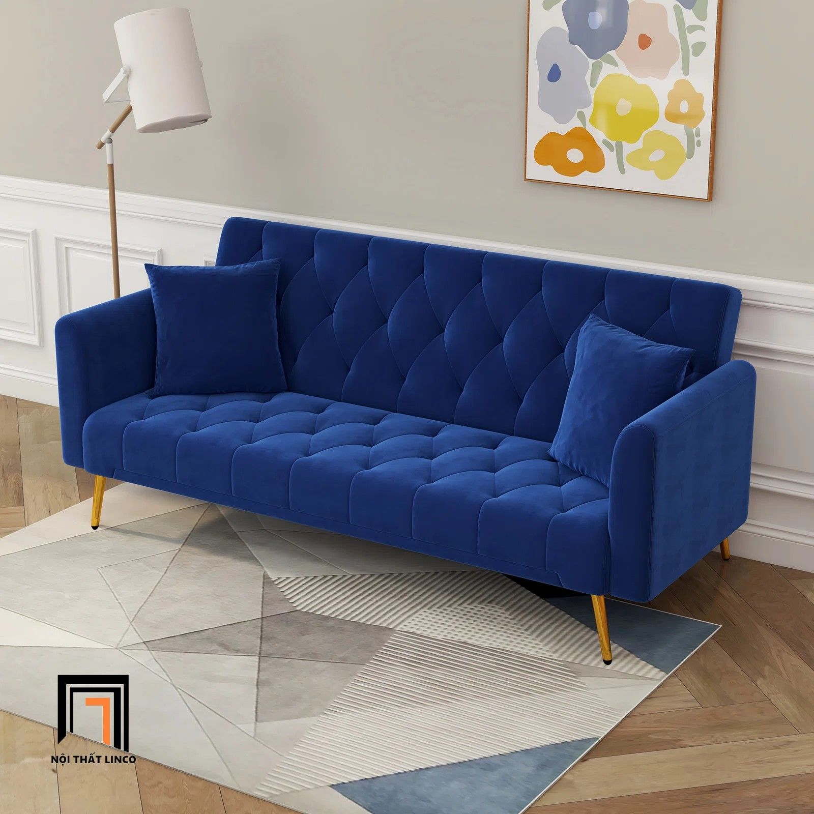 Ghế sofa giường gấp gọn GB82 Lindale dài 2m màu hồng cánh sen