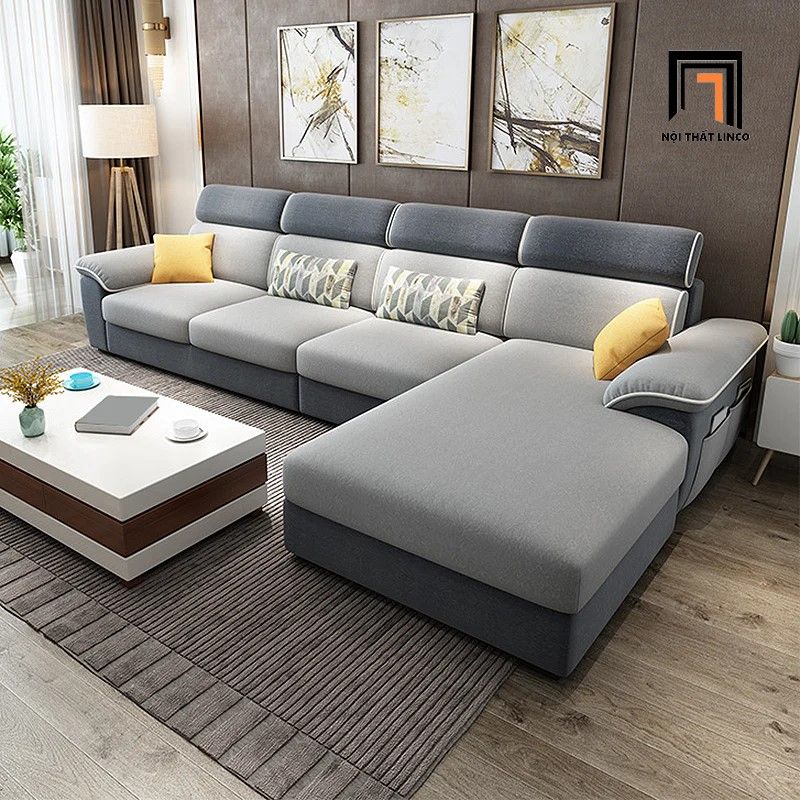 Bộ ghế sofa góc L gia đình GT178 Silverbay 3m x 1m6 vải nỉ đẹp
