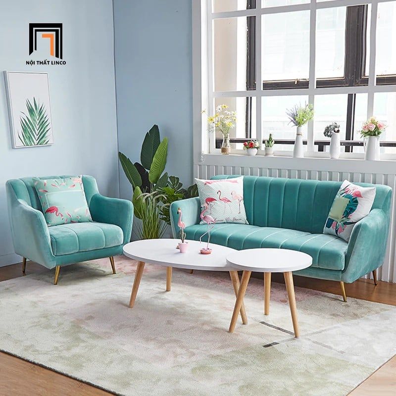Bộ ghế sofa cho các shop tiệm KT100 Calmon giá rẻ vải nhung
