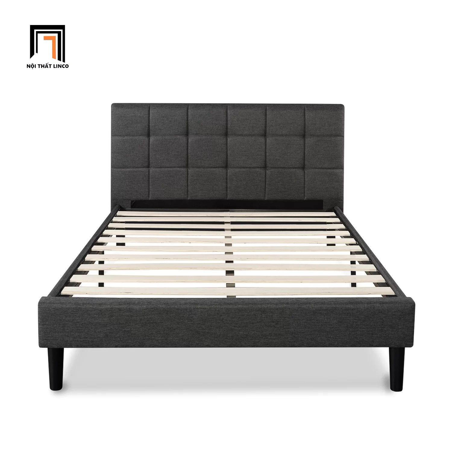 Giường ngủ giá rẻ GN10 Summons màu xám đậm vải nỉ