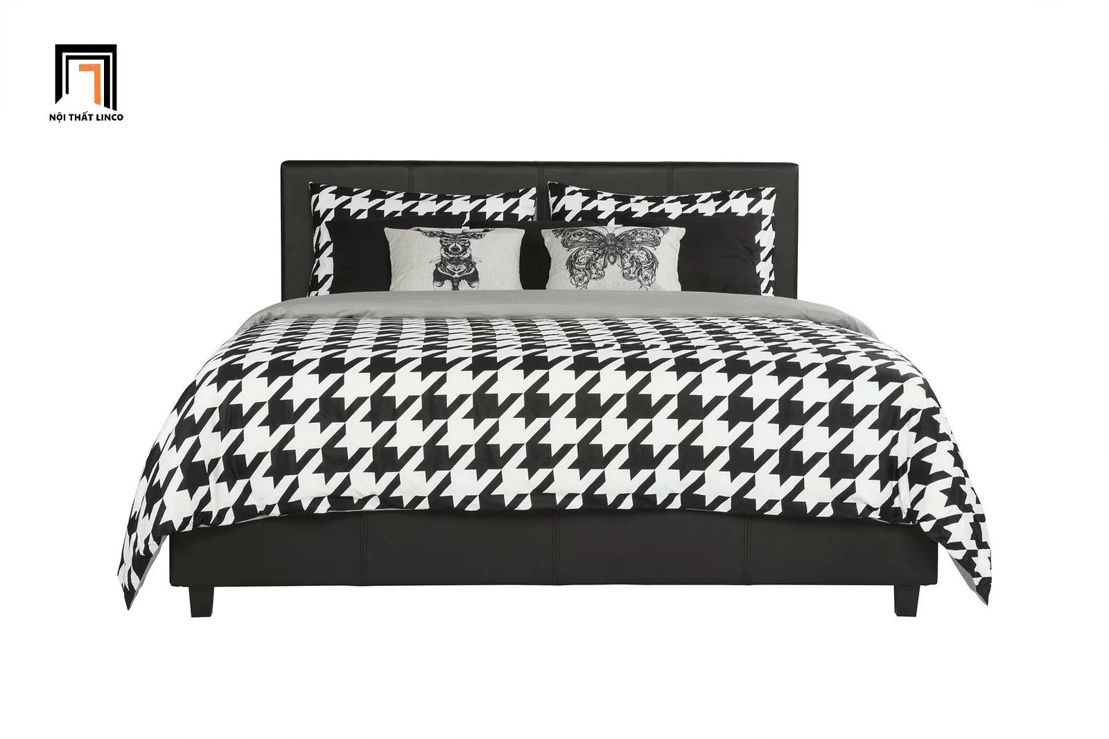Giường ngủ bọc vải màu xám giá rẻ GN6 Hudspeth dài 1m6 x 2m
